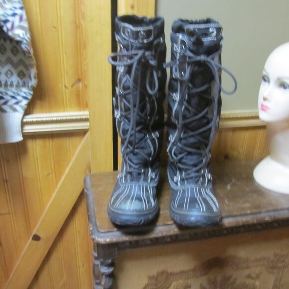 Muk style Pajar  of canada Ice Grip boots leather fabric sherpa lined 8.5 warm - Picture 1 of 6